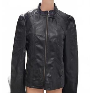 Made By Johnny MBJ Los Angeles Women's Faux Leather Black Moto Biker Jacket XL